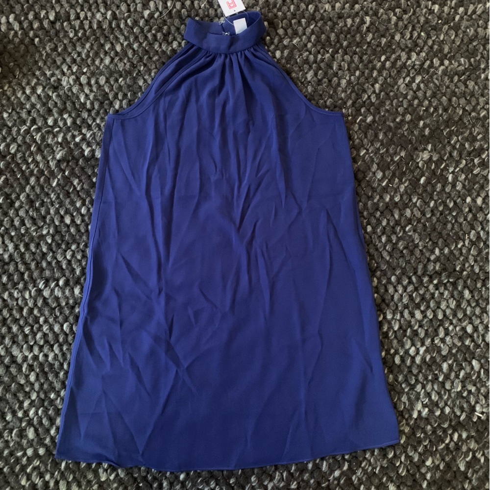 NWT A by Amanda Uprichard Navy Blue Mini Halter Dress. Women’s Small.